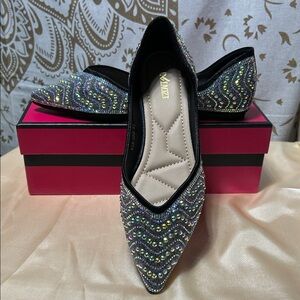 Sparkle Pointed Toe Flat - Black Multi